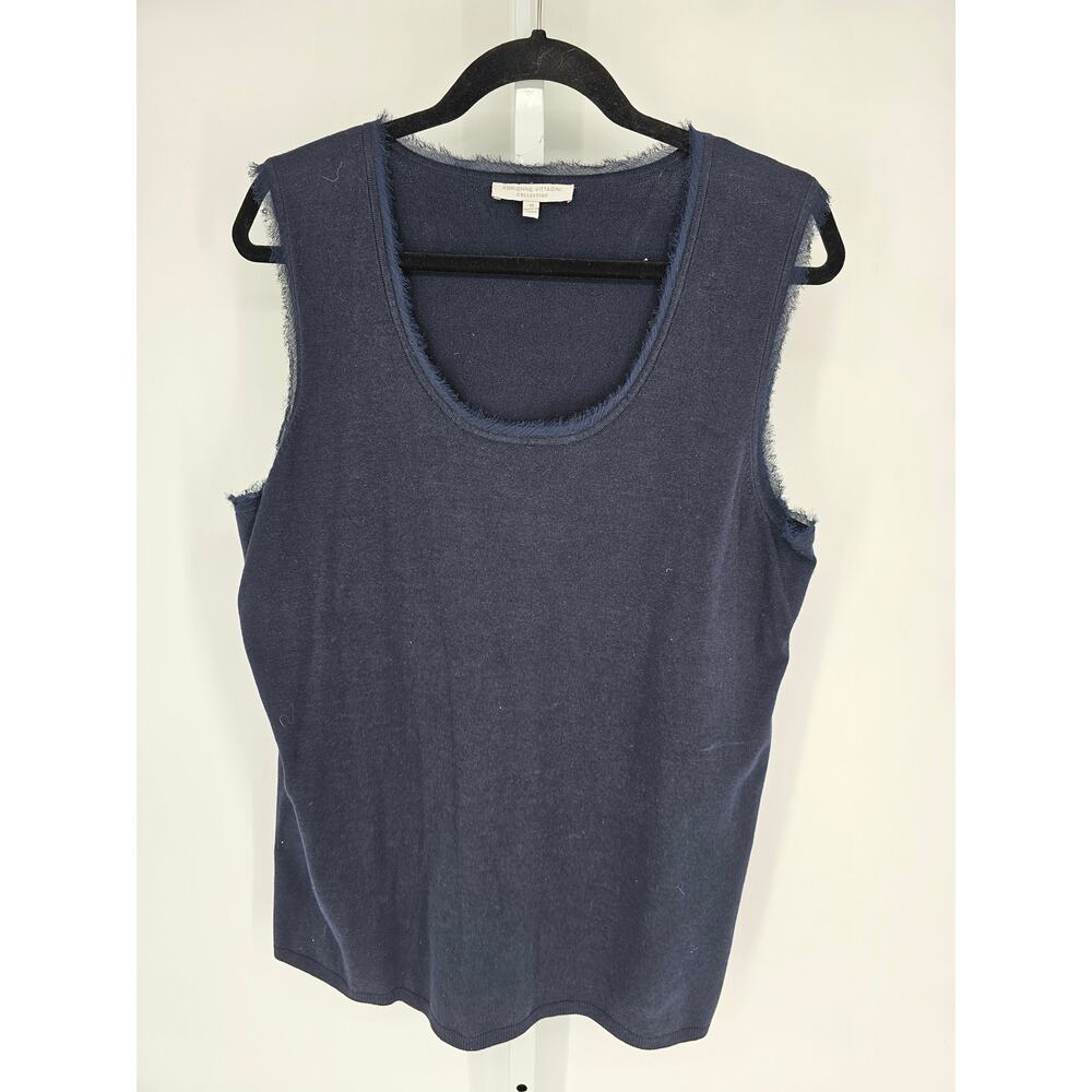 Adrienne Vittadini Women's Sleeveless Navy Round Neck Tank Top Size 1X
